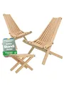 Produktbild: holz4home Skandinavisches Liegestuhl Set aus massivem Kiefernholz Sitzgruppe I Wellnessstuhl Stuhl für Garten, Terrasse oder Wellnessbereich I Stuhlset Skandi Design I 2X Stuhl & 1x Tisch