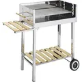 Produktbild: GLÜHZONE HKG 500 - Grill Edelstahl - XXL Grillwagen Holzkohle (groß, fahrbar, mit Holzablage) - für Garten & Balkon - Silber