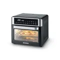 Produktbild: Severin 2-in-1 Backofen und Heißluft, Toasten, Aufbacken, Mini-Ofen inkl. Frittierkorb, Grillrost, Backblech, Krümelblech, 4 Einschubhöhen, 12 Programme, 25L, 40-220°C, 2200W, schwarz/silber, TO 2077
