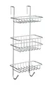 Produktbild: WENKO Duschregal Mod. Revigo, Badezimmerregal zum Einhängen an die Duschkabine mit drei viereckigen Ablagen in offenem Drahtkorb-Design, befestigen ohne Bohren, aus Stahl, 22,5 x 57 x 18,5 cm, Chrom