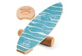 Produktbild: Body & Mind Balanceboard Surf Balance Board – Holz Wackelbrett mit Korkrolle + Ständer & E‑Book, Trainiert Gleichgewicht & Koordination
