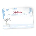 Produktbild: itenga 50x Geschenkaufkleber Frohe Weihnachten Aufkleber rechteckig beschriftbar für kurze Texte Namensschild Geschenkeaufkleber Etikett Sticker (Motiv Hirsch)