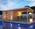 Produktbild: Karibu Gartenhaus Karibu Gartenhaus Bastrup, 28 mm, 774 x 333 cm, Typ 7, natur, inkl. 4,0 m Anbaudach