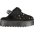 Produktbild: Elegante schwarze Damen-Pantoletten mit Fell und Strass im Winterlook - Schwarz - 37
