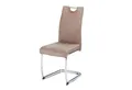 Produktbild: KHG Freischwinger Esszimmerstuhl Mikrofaser Beige, bis 120 kg belastbar, Vintage Stil, gepolstert, Used Look, Metallgestell verchromt mit Griff