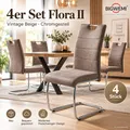 Produktbild: Hela Flora II 4er Set Freischwinger Esszimmerstuhl Vintage Beige Chrom