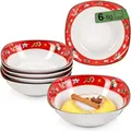 Produktbild: SÄNGER | Müslischalen Bilgola Christmas Design 6 tlg, Müsli Schüssel Set 6 Personen, Porzellan Bowl Schüssel, Schale Spülmaschinenfest, Schale mit Weihnachtsmotiven 300 ml | PREMIUM COLLECTION