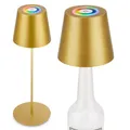 Produktbild: LED Tischlampe 3 in 1 Akku Kabellos Farbwechsel IP44 Flaschenleuchte 36cm Gold