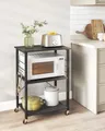 Produktbild: VASAGLE Küchenwagen mit 3 Ebenen, 6 Haken, 40 x 60 x 89 cm, Schwarz