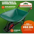 Produktbild: GARDEBRUK Schubkarre 100 Liter Bauschubkarre Gartenschubkarre bis 250kg Belastbarkeit Luftreifen stabile Ausführung mit Kunstoffwanne - Grün/Schwarz