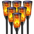 Produktbild: FIFlying Solarlampen für Außen Garten, 2 Modi Solarfackeln mit Flammeneffekt für Halloween Dekoration, IP65 Wasserdicht, Flackernde Solarlichter für Weg,Terrasse, Rasendeko-6 Stück