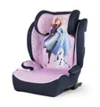 Produktbild: Disney Frozen Autositz mit ISOFIX-Befestigung für die Sicherheit von Mädchen mit einer Körpergröße von 100 bis 150 cm mit Grafiken der Prinzessin Elsa, Anna und dem süßen Olaf auf lila