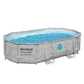 Produktbild: Bestway® Power Steel Swim Vista Series Ersatz Frame Pool ohne Zubehör 488 x 305 x 107 cm, Steinwand-Optik (Cremegrau), oval