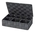 Produktbild: WENKO Badorganizer Mod Adria Deckel Dunkelgrau praktische Aufbewahrungsbox für Bad und Haushalt Maße 26 x 7,5 x 17 cm Kunststoff-Geflecht