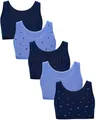 Produktbild: TupTam Mädchen Bustier mit Breiten Trägern 5er Pack, Farbe: Herzchen Punkte Dunkelblau, Größe: 134-140