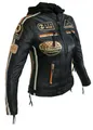 Produktbild: Alpha Speeds Bikerjacke Damen Leder Jacke Biker Freizeit Highway Jacke Orange & Beige aus weichem Lammleder, mit Protektoren & Kapuze
