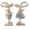 Produktbild: com-four® 2X Dekorativer Aufsteller für Weihnachten - Rentier aus Holz zum Hinstellen - Christmas Aufsteller zum Dekorieren und Verschenken (XXL Rentier - blau + Silber)