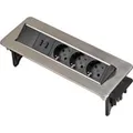 Produktbild: Indesk-Power versenkbare Steckdosenleiste 3-fach silber/schwarz, 2 Meter, 2x USB