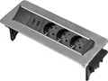 Produktbild: Brennenstuhl Indesk Power USB-Charger, 3 Schutzkontakt-Steckdosen, 2 USB-Ladebuchsen, versenkbar, 2 m Kabel, silber/schwarz 661598