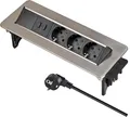 Produktbild: Brennenstuhl Indesk Power USB-Charger Tischsteckdosenleiste/versenkbare Steckdosenleiste 3-Fach (Mehrfachsteckdose mit 2 USB Ladebuchsen, 2m Kabel) Silber/schwarz