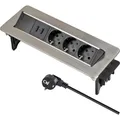Produktbild: Brennenstuhl Tischsteckdose 3fach Silber Schwarz mit USB 2m Kabel - Wie Neu