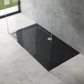Produktbild: doporro Duschtasse Duschwanne 90x160x4 flach aus Acryl in schwarz Rechteckig DIN-Anschlüsse für bodenebene Montage geeignet Faro2 - Schwarz