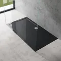 Produktbild: doporro Duschtasse Duschwanne 90x160x4 flach aus Acryl in schwarz Rechteckig DIN-Anschlüsse für bodenebene Montage geeignet Faro2