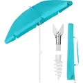Produktbild: 180 Cm Sonnenschirm Stabil Strandschirm Mit Bodenhülse & Schutzhülle Für Balkon Garten & Terrasse Neigungswinkel Und Höhe Verstellbar, Rund Sonnenschutz Upf 50+, Blau