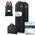 Produktbild: Bruce.® 2x Kleidersack Lang 180x60 cm inkl. 1x Schuhbeutel – Extra langer Kleidersack für Brautkleid, Ballkleid & Abendrobe – 120 GSM Materialstärke – Atmungsaktive Hülle für Schutz & Lagerung
