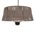 Produktbild: SUNRED Infrarot-Hängeheizstrahler Terasse braun mit OLEFIN-Schirm und LED-Lampe Deckenmontage 1800 W - Terrassenheizer außen 3 Heizstufen, Fernbedienung Deckenmontage widerstandsfähiges Olefin-Gewebe