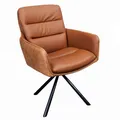 Produktbild: Riess Ambiente Drehbarer Design Stuhl Big George Cognac Leder Microfaser Armlehnen Retro Esszimmerstuhl Küchenstuhl Armlehnenstuhl