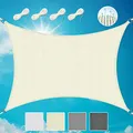Produktbild: Sol Royal Sonnensegel rechteckig 3x4m Wasserdurchlässig HDPE Atmungsaktiver Balkon Terrasse Segeltuch UV Sonnenschutz Segel Garten Pool Camping Creme – Shade Sails HS9