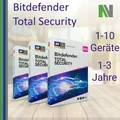 Produktbild: Bitdefender Total Security 2025 1 3 5 10 PC Geräte 1 2 3 Jahre VPN