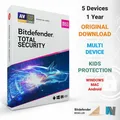 Produktbild: Bitdefender Total Security MULTIDEVICE 2024 5 PC 1 Jahr MAC ANDROID TABLET VPN