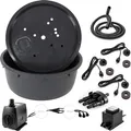 Produktbild: CLGarden 88cm Springbrunnenbecken Set mit großem 150 Liter Wasserbecken und GFK Abdeckung Springbrunnenpumpe SP3 DIY LED Belechtung