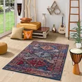 Produktbild: Pergamon Designer Teppich Pop-Vintage Orient Blau Rot Bordüre in 5 Größen