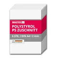 Produktbild: 6er Set Polystyrol Platten weiß I DIN A4 Kunststoff-Hartplatten PS Zuschnitte I 21 x 29,7 cm I 2 mm Stärke I für Modellbau Architektur DIY I mag265