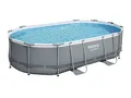 Produktbild: Bestway Power Steel Frame Pool Set, oval, grau, 488 x 305 x 107 cm