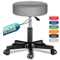 Produktbild: Rollhocker Höhenverstellbar 10cm Polsterung 46-60cm Sitzhöhe 360° Drehbar Ø35cm Rund Rollen Bürohocker Drehhocker Arbeitshocker Hocker Grau - Casaria