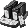 Produktbild: VEVOR Restaurant-Pager-System, Kabelloses Warteschlangensignal mit 500 m Reichweite, Piepser zur Rufannahme von Gästen mit Vibration und Blinken, 16 Pager für Imbisswagen, Kirche