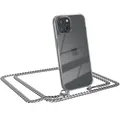Produktbild: EAZY CASE Handykette kompatibel mit iPhone 15 Handyhülle mit Metall Umhängeband und Ersatz Kordel schwarz, Handykordel mit Schutzhülle, Stylische Kette, Metall - Silber