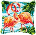 Produktbild: Vervaco Kreativset Vervaco PN-0186006 Knüpfkissenpackung 2 rosa Flamingos, (Set, Vervaco embroidery Kit), Made in Europe