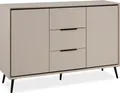 Produktbild: Sideboard >Arona< 2 Türen, 3 Schubladen, 4 Böden, in Sand / Schwarz - 135x90x38cm (BxHxT)