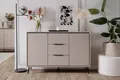 Produktbild: möbelando Sideboard >Arona< 2 Türen, 3 Schubladen, 4 Böden, in Sand/Schwarz - 135x90x38cm (BxHxT)