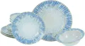Produktbild: CreaTable Teller-Set Rondo Summertime Blau, Tellerset 12-tlg (12-tlg), 4 Personen, Steinzeug, Maritim, Reaktivglasur