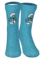 Produktbild: United Labels Die Schlümpfe Hüttensocken - Strick Haussocken mit Sherpa Futter für Damen Kuschelsocken Flauschige Wintersocken warme Frauen Socken OneSize Blau