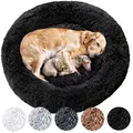Produktbild: Wahre Tierliebe Tierbett - Flauschiges Hundebett Donut, Deutschlands Original, waschbar, Verschiedene Größen und Farben, extra flauschig schwarz 60 cm
