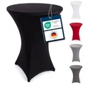 Produktbild: Blumtal Stretch Stehtisch Hussen Bügelfrei - Oeko -TEX zertifizierte Tischhussen für Stehtische Ø 60 – 65 cm - Verstärkung im Fußbereich - waschmaschinengeeignet - Schwarz
