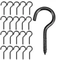 Produktbild: qingmeng Schraubhaken Schwarz, 20 Stück Haken zum Schrauben Kohlenstoffstahl, 40mm Deckenhaken, Hakenschrauben, Schraubhaken Groß für Hängematten, Hängesessel, Feste Kabel, Markisen, Haken Decke
