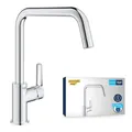 Produktbild: GROHE Start, Küchenarmatur mit hohem Auslauf (Wasserhahn für die Küche, Spültischarmatur mit praktischem 150° Schwenkbereich, werkzeugfreie Spülbecken-Montage), chrom, 30470000